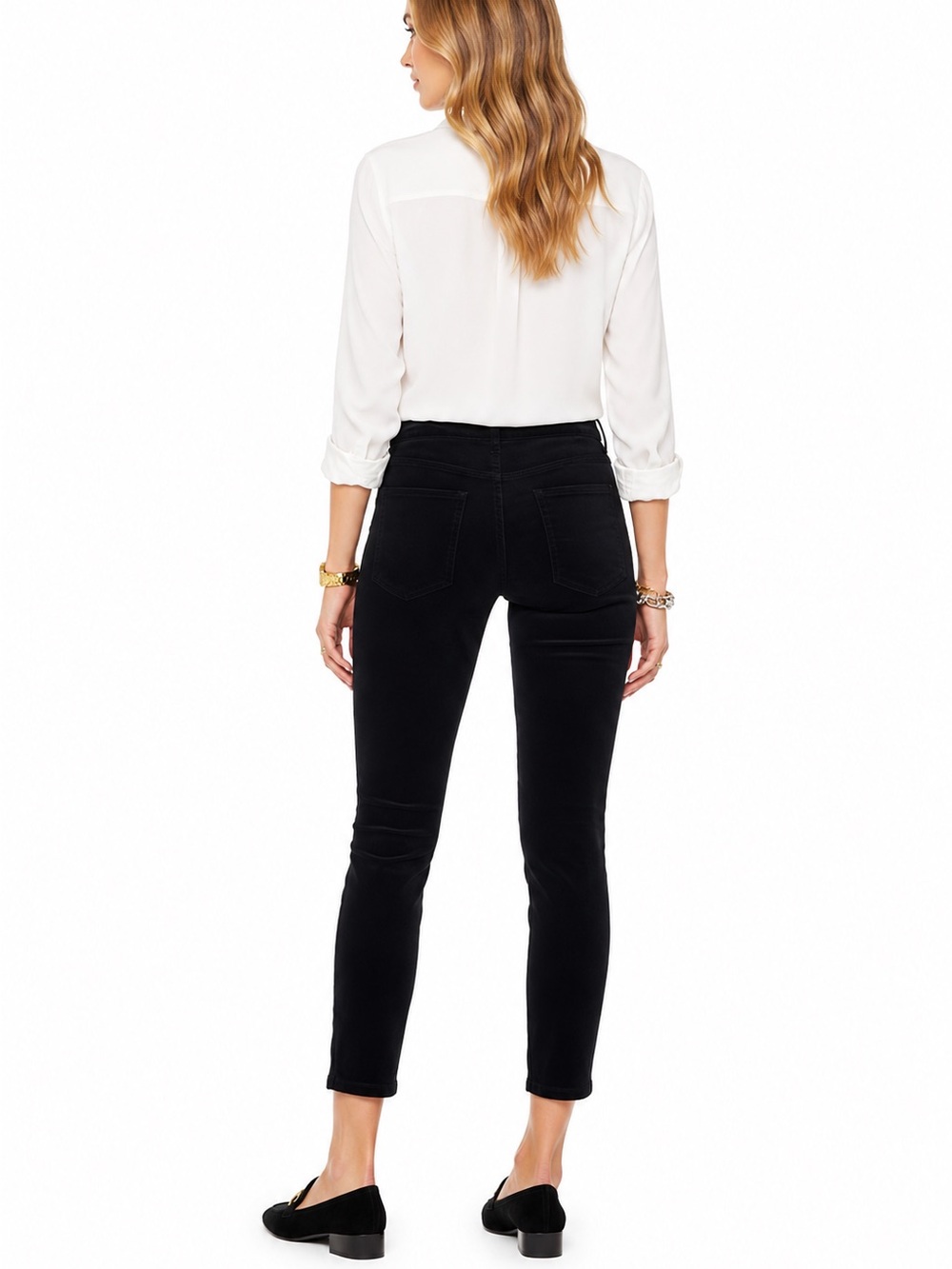 Ramy Brook Cotton Velveteen Helena Skinny Jeans Sailor Buttons Black Size 26 - Picture 3 of 15